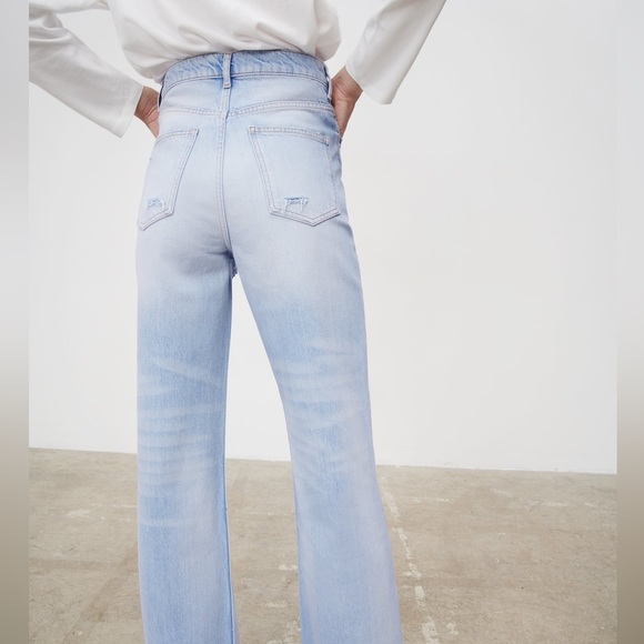 Zara 90s Distressed Wide Leg Jeans - Picture 4 of 7